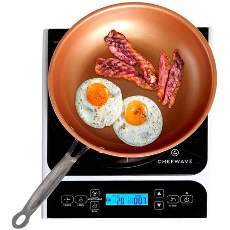 Chefwave LCD 1800W Portable Induction Cooktop w Safety Lock, Bonus 10in Fry Pan CW-IC01